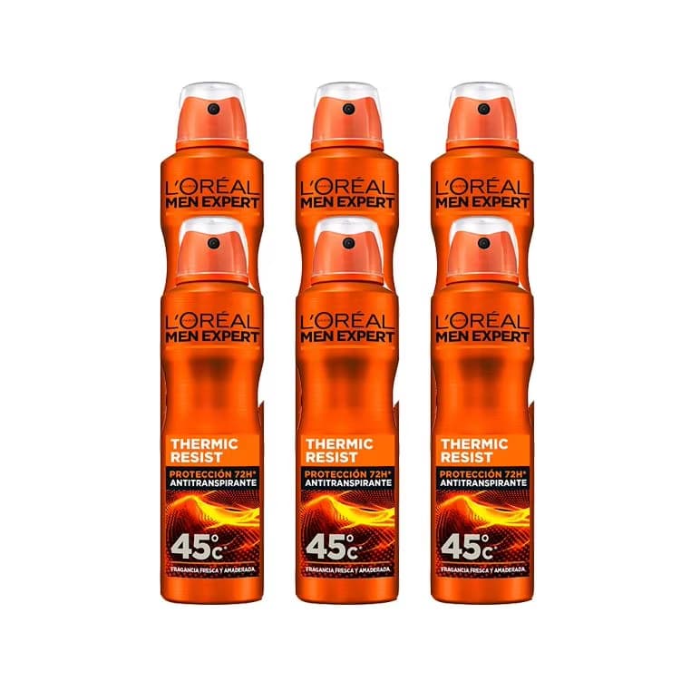 Pack 6 L'Oréal Paris Men Expert Thermic Resist Desodorante en spray 150ml (Desde España)