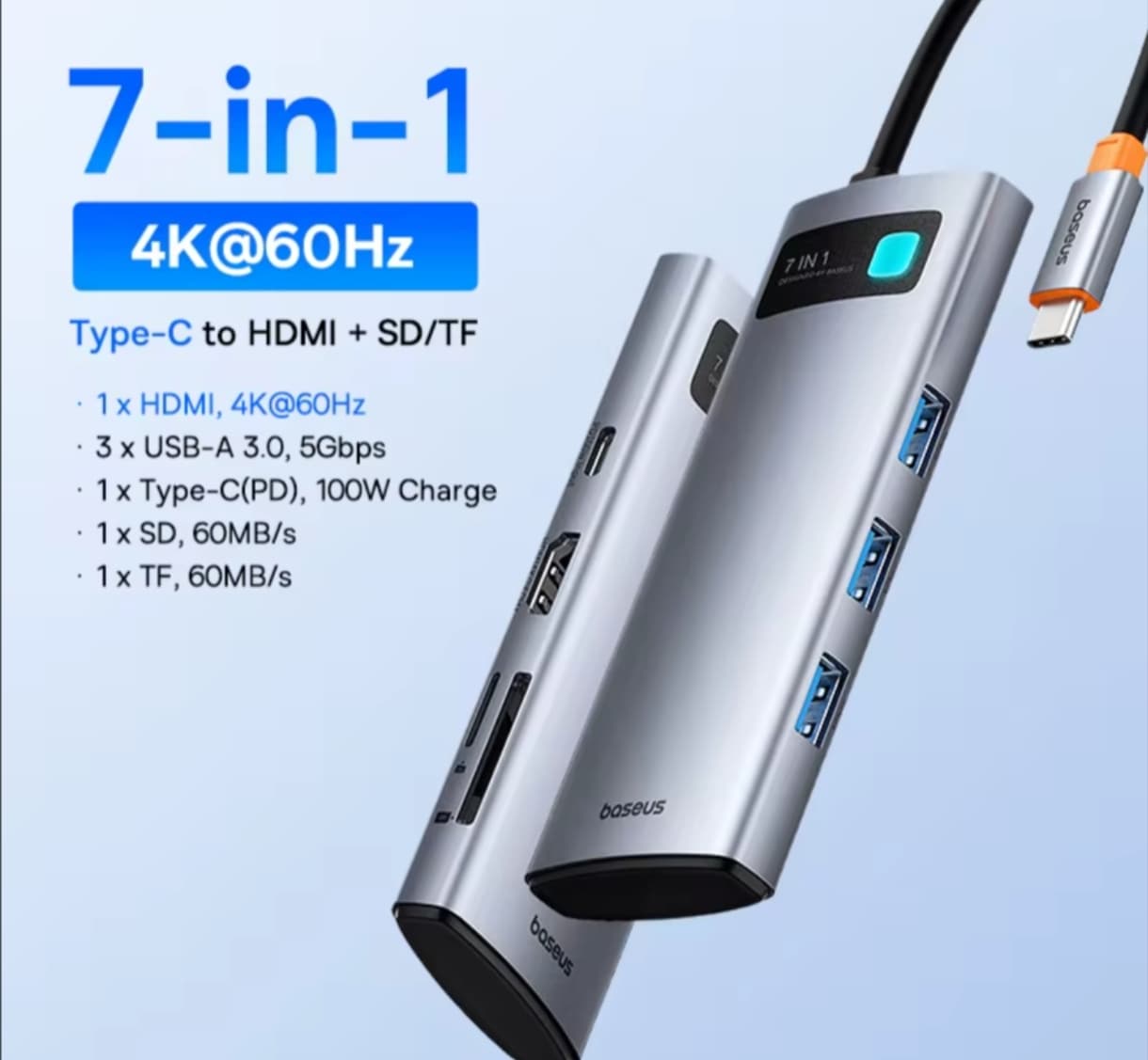 Baseus USB C HUB Dual HDMI 8K 4K adaptador 7-en-1