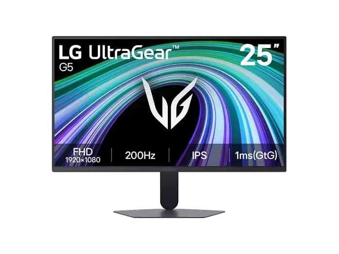 Monitor LG UltraGear G5 25G523B-B 24.4" FHD (IPS 200Hz, 1ms MBR, FreeSync, HDR10, sin marcos, gaming competitivo negro, en MediaMarkt)
