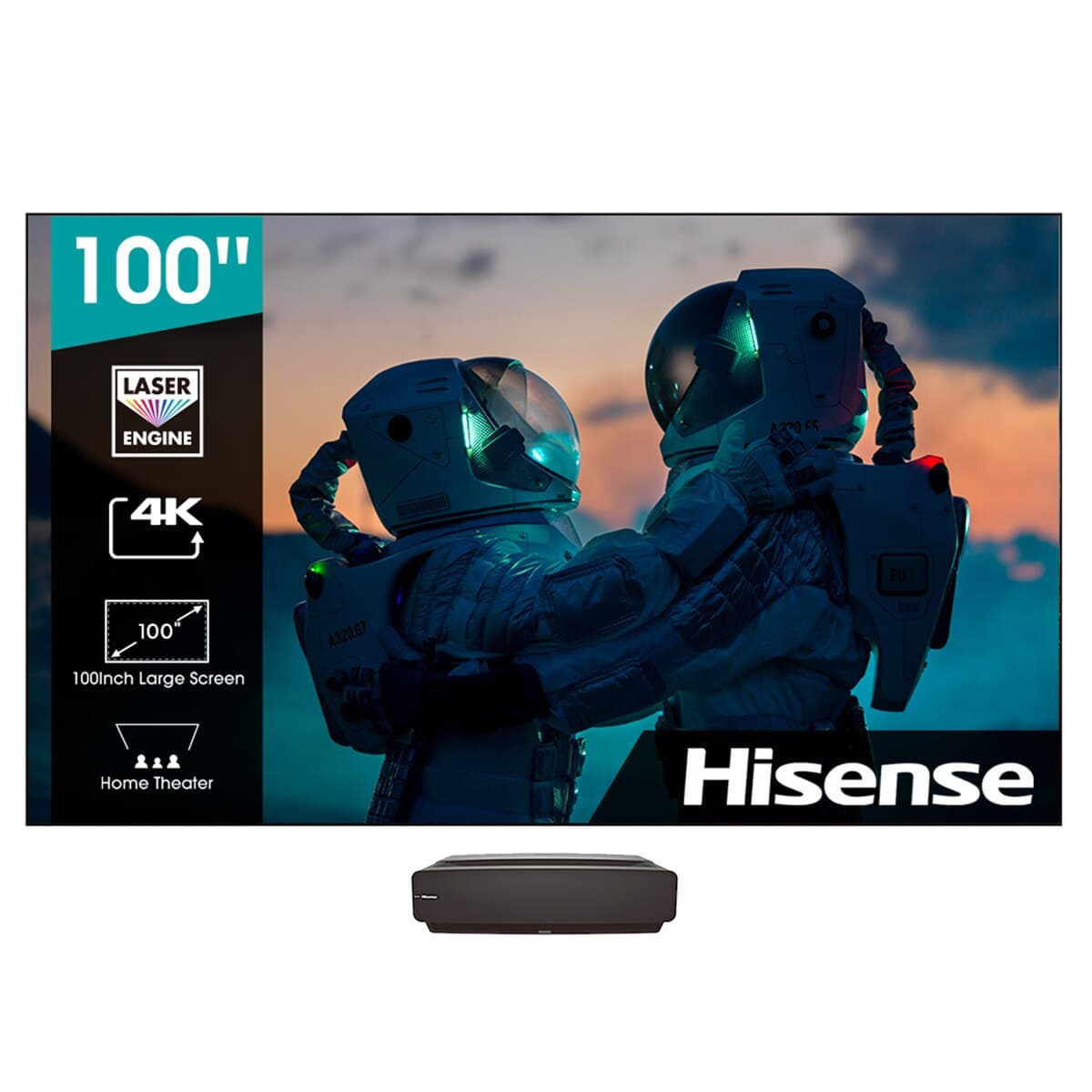 Láser TV 254 cm (100") Hisense 100L5F-D12 UHD 4K, Smart TV, pantalla incluida (Reacondicionado A estrenar) Negro