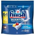 Finish Powerball Quantum All in 1 Pastillas para el lavavajillas Limón, 64 pastillas
