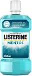 Listerine Mentol (1 x 250 ml), enjuague bucal con flúor, colutorio encías con 24 horas de protección, elixir bucal que elimina las bacterias