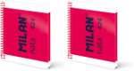 MILAN Cuaderno A5 con espiral y tapa dura, papel pautado a líneas, 80 hojas de 95 gr/m², colección nata, rosa (Paquete de 2)