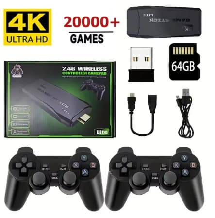 RETRO: Consola de Videojuegos 2.4G con 2 Mandos y 20.000 Juegos (4K HDMI)