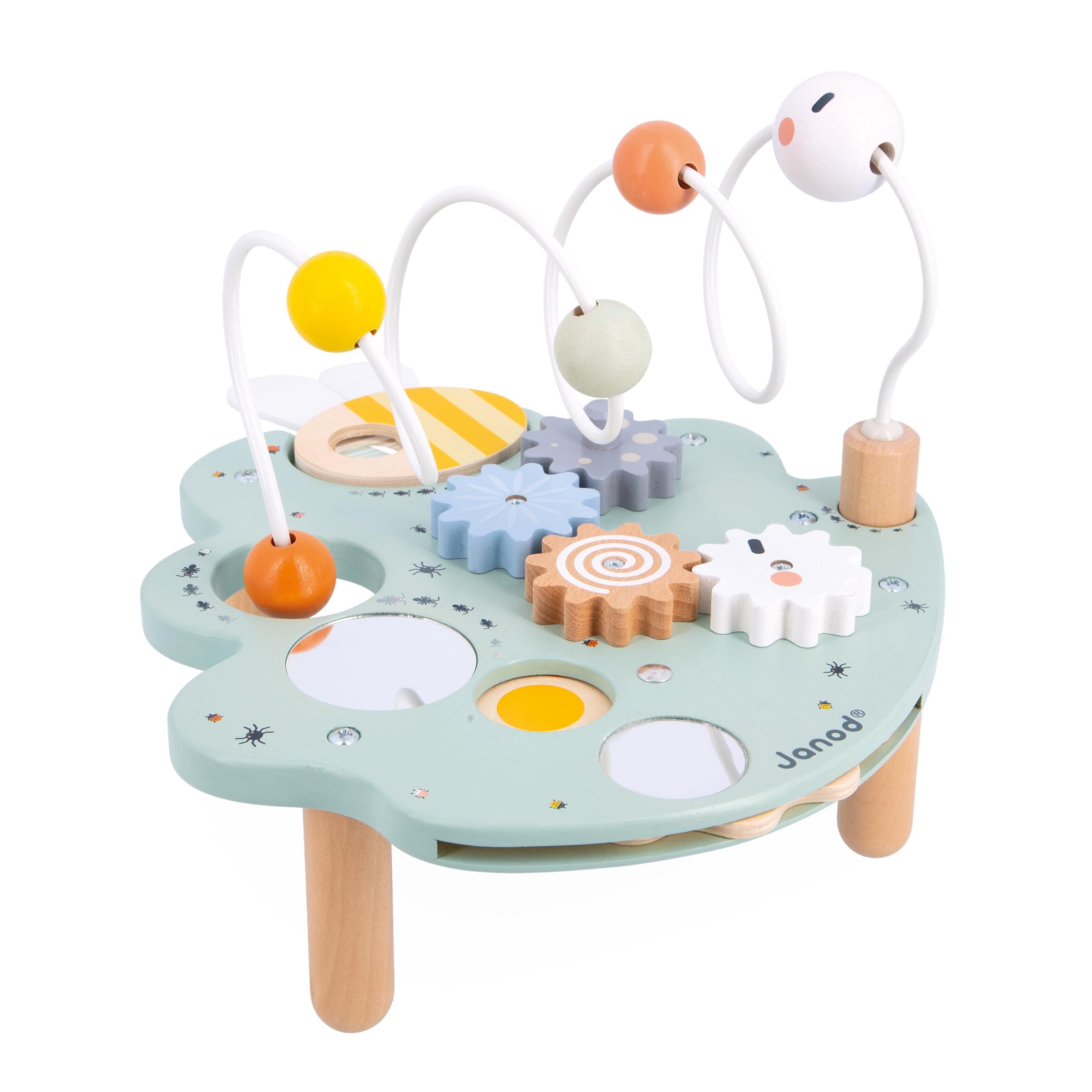 Janod - Mesa de Actividades Sweet Cocoon - 5 Actividades Primera Infancia - Juguete de Estímulo | Madera | +18 Meses