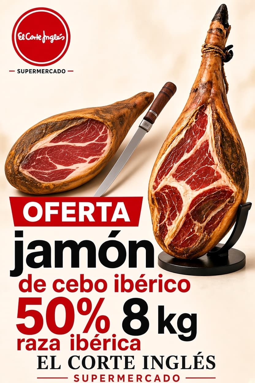 Jamón de cebo ibérico 50% raza ibérica | Pieza de 8kg | 4 tipos a elegir | Ver descripción