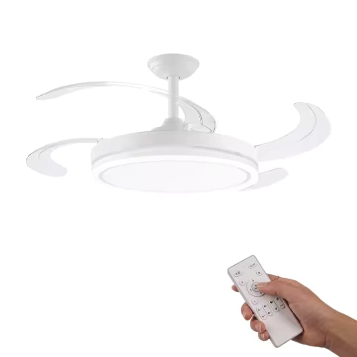 Ventilador de Techo con Luz LED 72W – Motor DC Silencioso – Aspas Retráctiles – 6 Velocidades, Luz Cálida, Día y Fría (3000K-4000K-6000K)