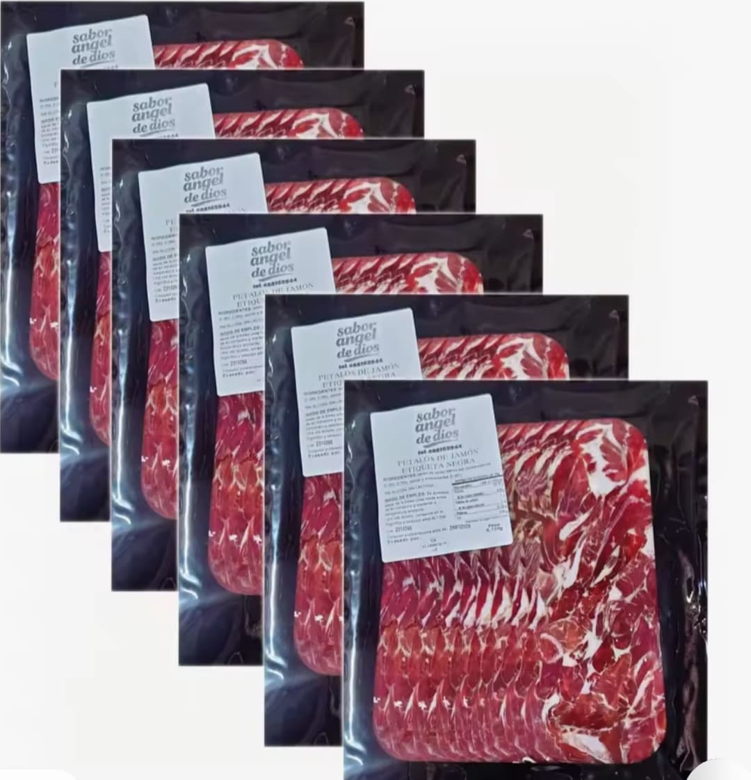 900g. PETALOS DE JAMON IBERICO SABOR ANGEL DE DIOS - 6 SOBRES, 150GR CADA UNO