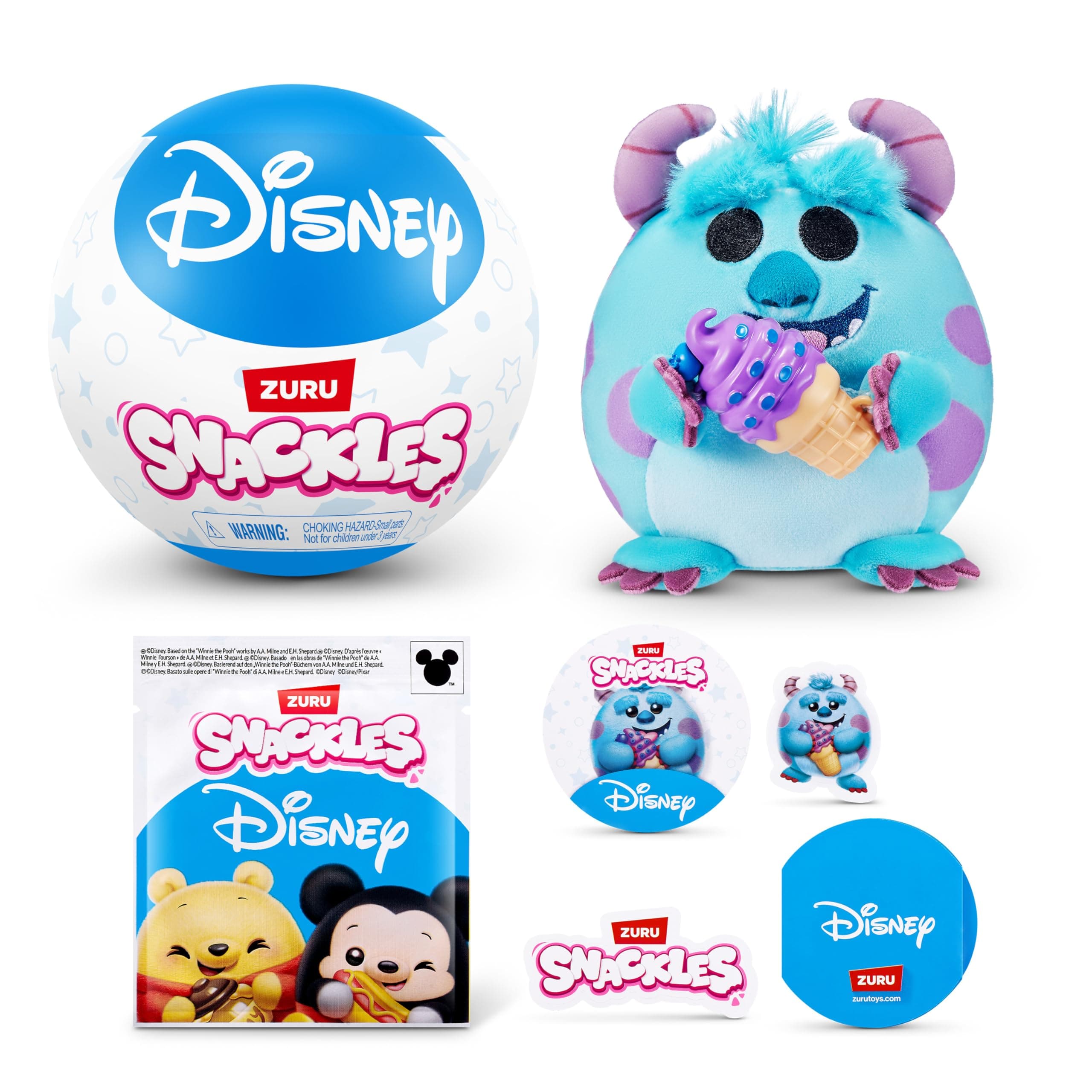 Snackles Personaje Disney Peluche de 5 Pulgadas de ZURU, Peluche con Accesorio Snack