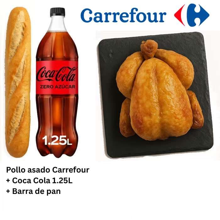 Menú Pollo Asado + Coca Cola + Barra de Pan