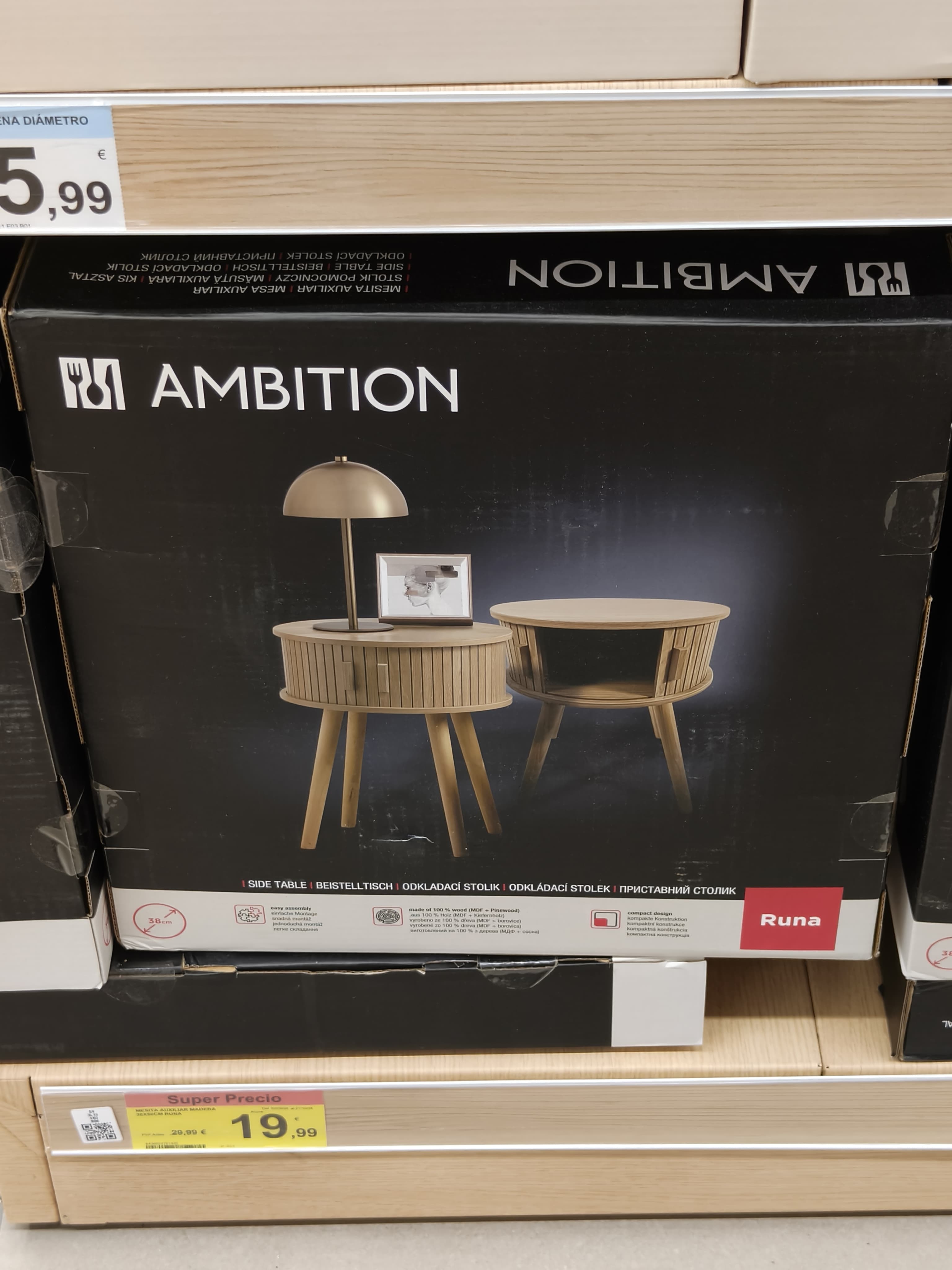 Mesita de noche de Madera Ruma (Carrefour de Móstoles El Soto)