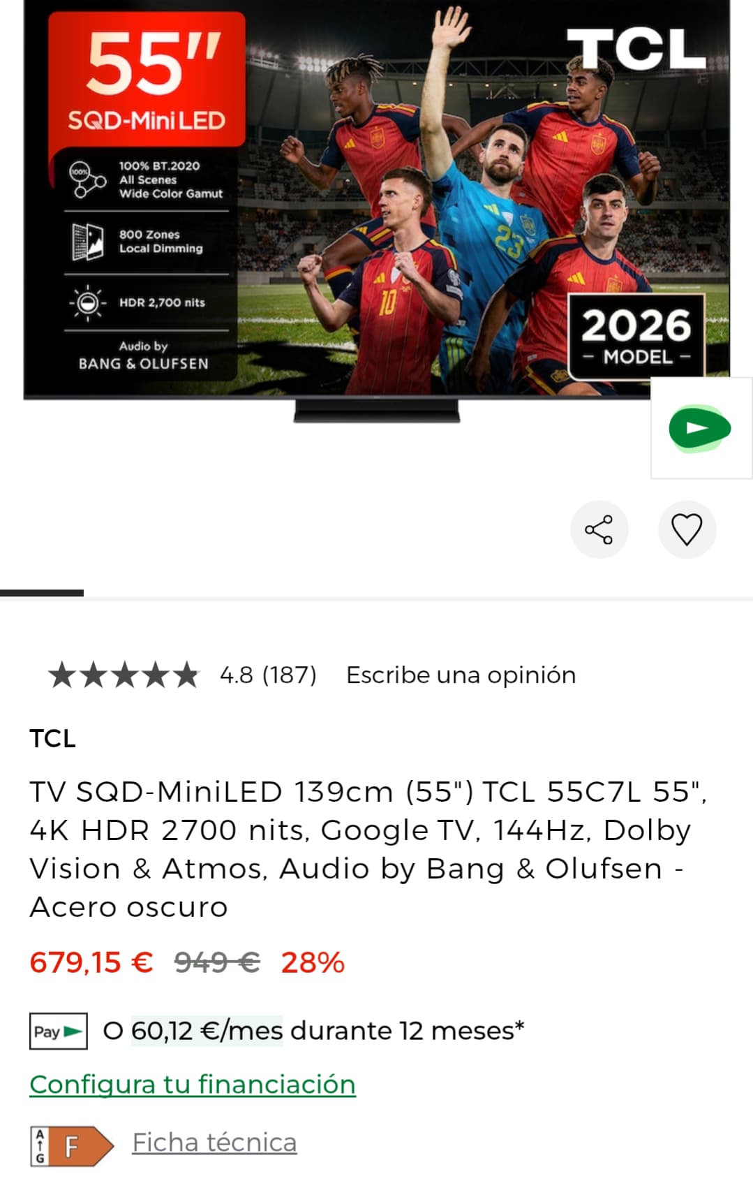 TV TCL C7L 55 (15% en TV) web y tienda