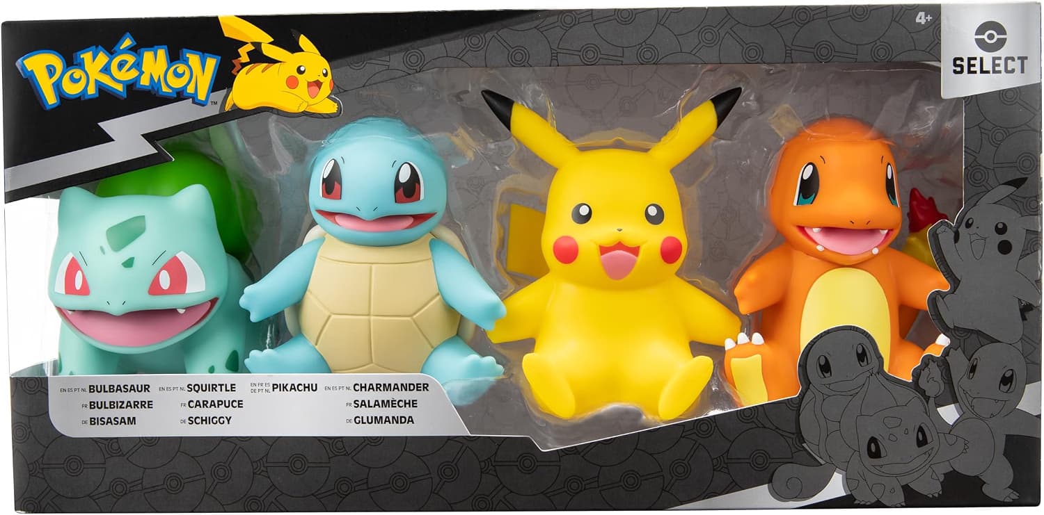 Pokémon Pack de 4 Figuras de Vinilo Select - 10cm (Pikachu, Bulbasaur, Squirtle, Charmander)