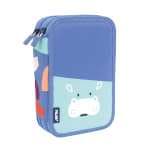 MILAN Plumier 2 pisos con contenido serie especial Fun Animals azul