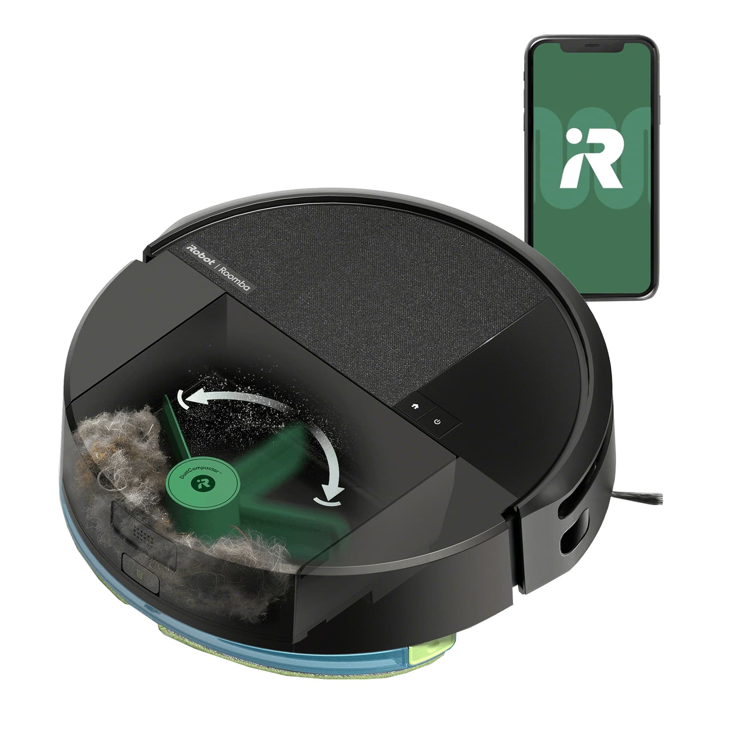 Robot friegasuelos - iRobot Roomba 205 Combo DustCompactor, 1820 ml, 12.8V, Autonomía 3h, Negro