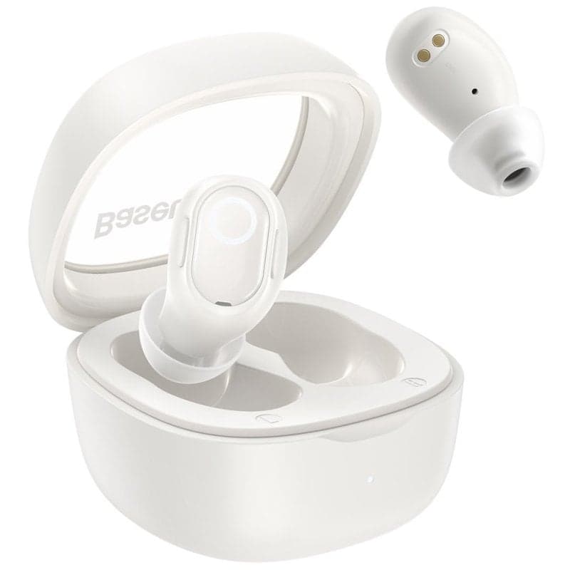 Baseus Bowie WM02 TWS Auriculares Inalámbricos Bluetooth con Estuche de Carga Blanco Crema