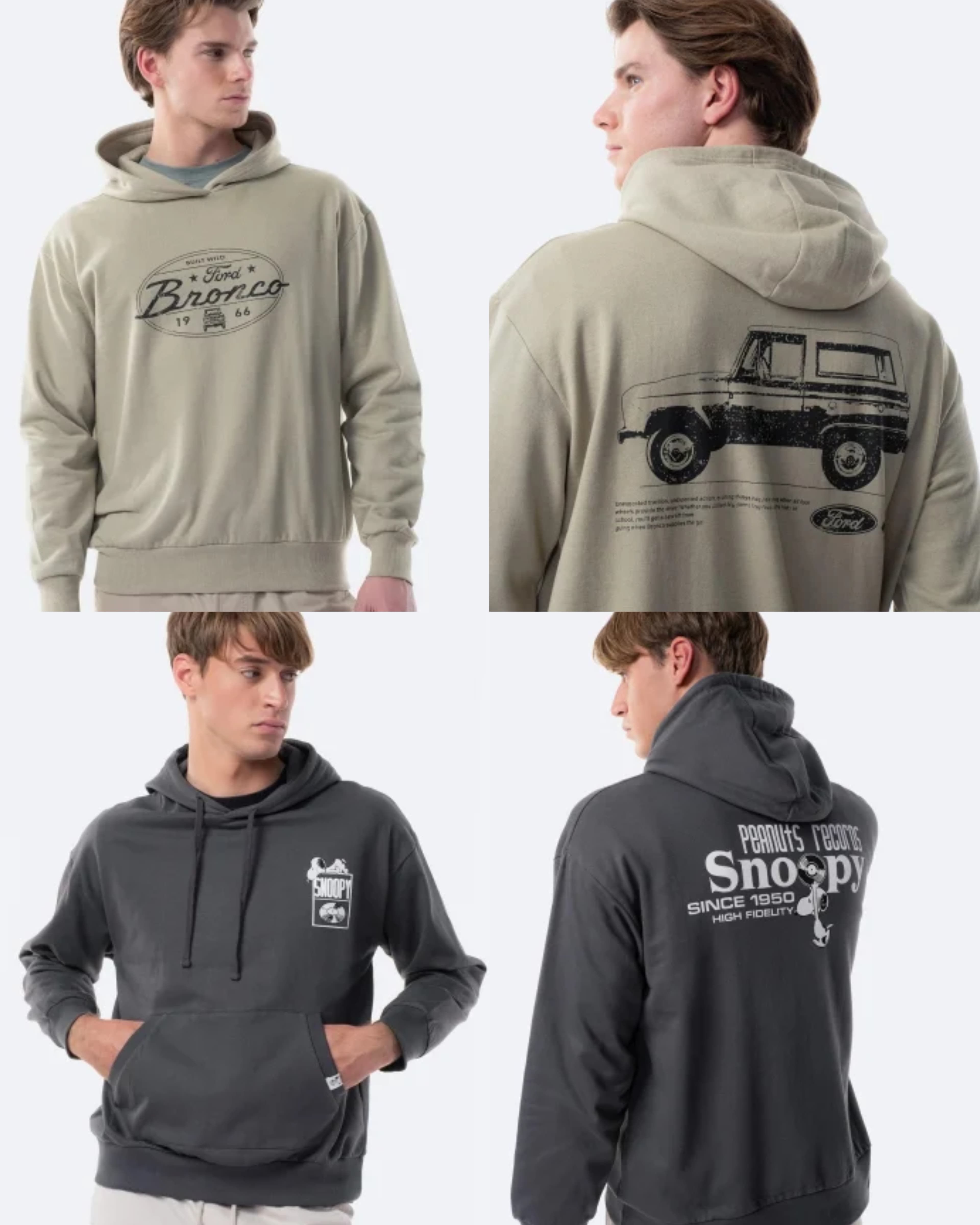 Sudadera con capucha de Hombre FORD BRONCO/Snoopy de PEANUTS (Tallas S a XXXL)