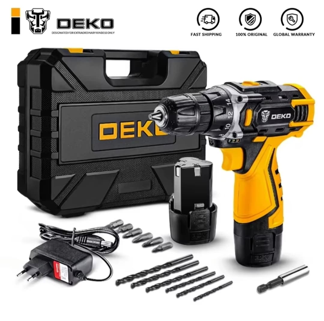 DEKO-Taladro Inalámbrico de 12V, 16V y 20V, destornillador eléctrico con batería de iones de litio CC