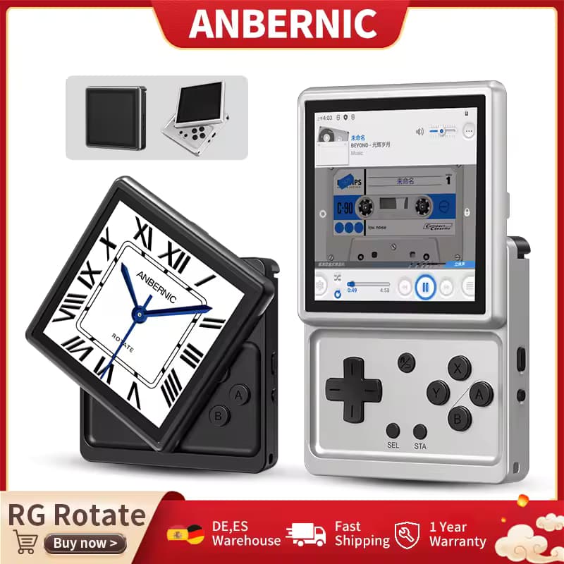 Consola de Juegos Retro Portátil Anbernic RG Rotate con Pantalla Giratoria IPS de 3.5"