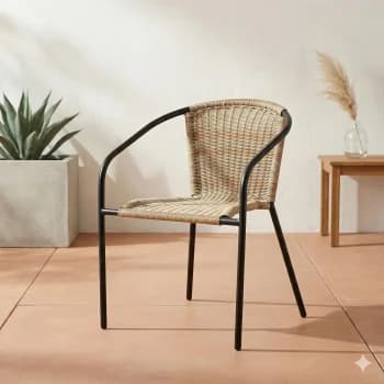 Silla de Jardín Apilbable, Wicker - Marrón (20% en Cupón)