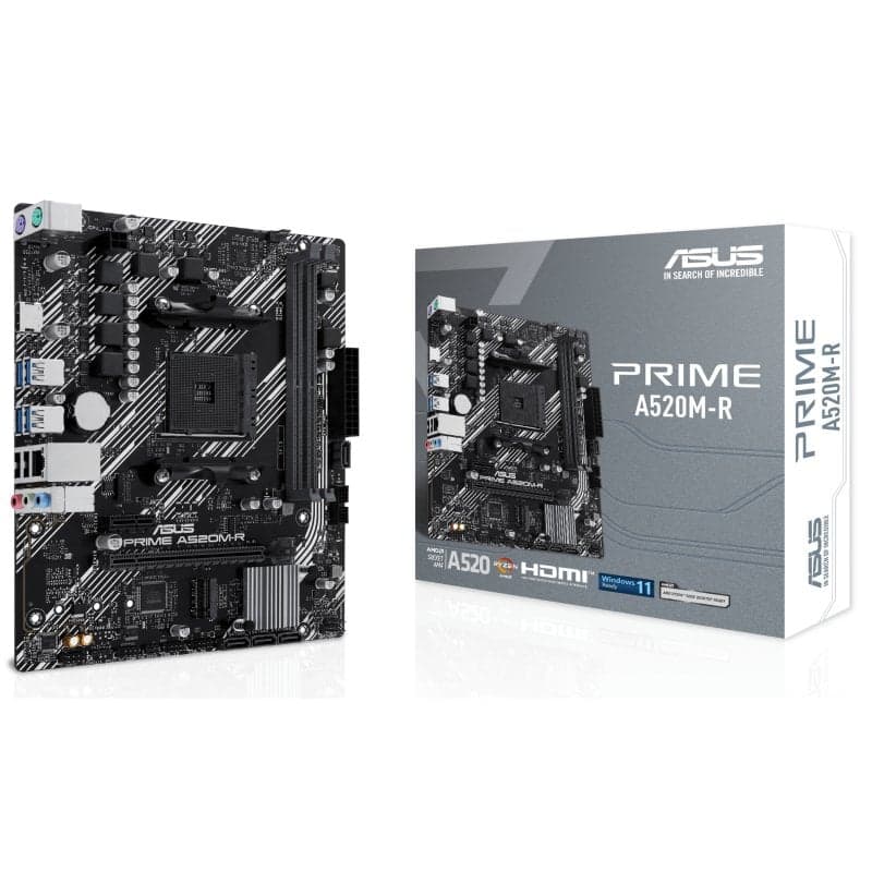Placa Base ASUS Prime A520M-R (Socket AM4, DDR4, M.2 PCIe 3.0, Micro-ATX, HDMI/VGA, USB 3.2 Gen 1, Ethernet Realtek 1Gb, PcComponentes)