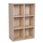 VASAGLE Librería, Estantería Almacenaje, de 6 Compartimientos, para Sala de Estar, Estudio, Oficina, 30 x 65,5 x 97,5 cm, Natural LBC203H