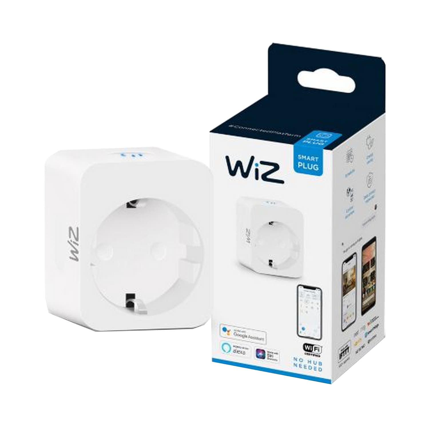 Enchufe inteligente WiZ con Wi‑Fi, control por app y compatible con Alexa y Google Home