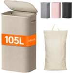 Cesto Ropa Sucia, 105 L. Plegable con Bolsa Extraíble y Asa,