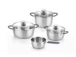 BRA Master | Batería de cocina 7 piezas Acero Inoxidable 18/10 Sin Antiadherente Mango recubierto de Silicona Apto para todo tipo de cocinas