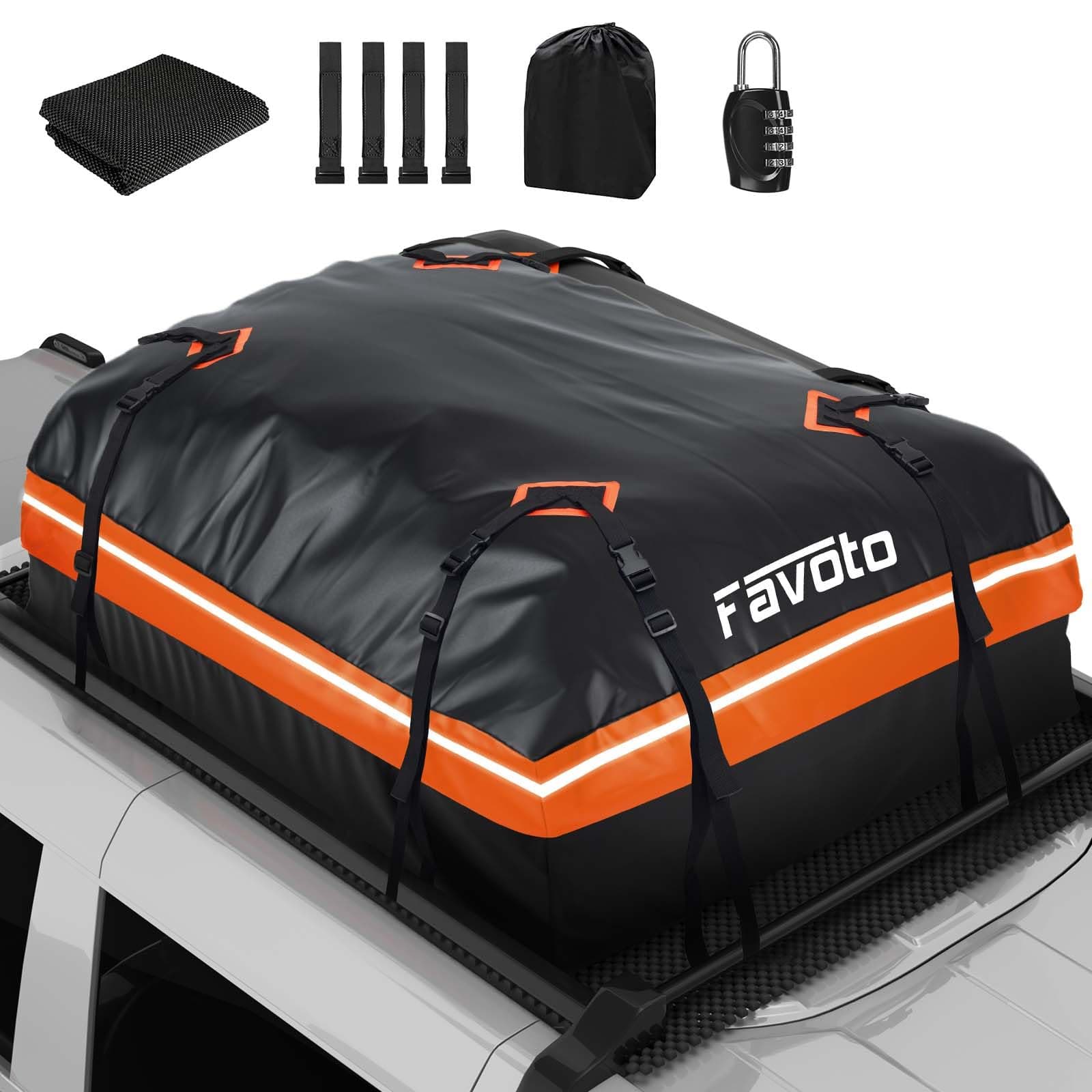 Favoto Baúl de Techo Plegable 566L, Bolsa de Techo Impermeable con Alfombrilla Antideslizante