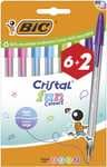 BIC Cristal Fun Bolígrafos de Colores de Punta Ancha (1,6 mm) - Colores Surtidos, Pack de 8 (6+2 gratis) (Opción 3x2 que sale mejor)