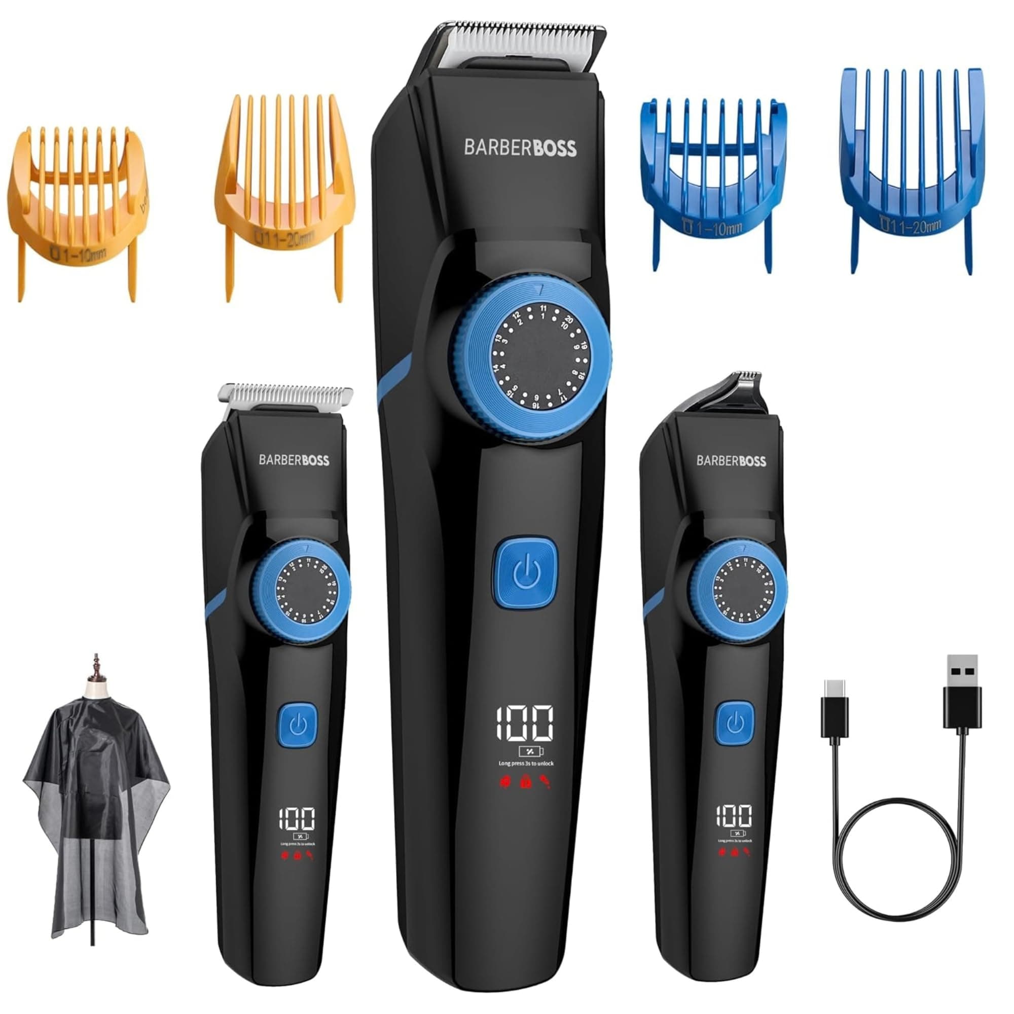 BarberBoss Recortadora de cabello, barba y detalles para hombre