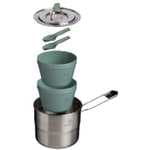 Stanley 1913 Wildfare Go Two Bowl Cookset 1.1L - Juego de Cocina de Camping de 6 Piezas - Olla de Acero Inoxidable con Tapa