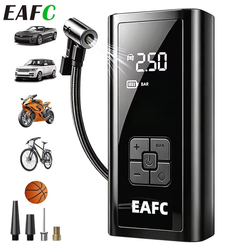 Compresor de Aire Portátil Inalámbrico EAFC para Neumáticos de Coche, Bomba Eléctrica de 150 PSI