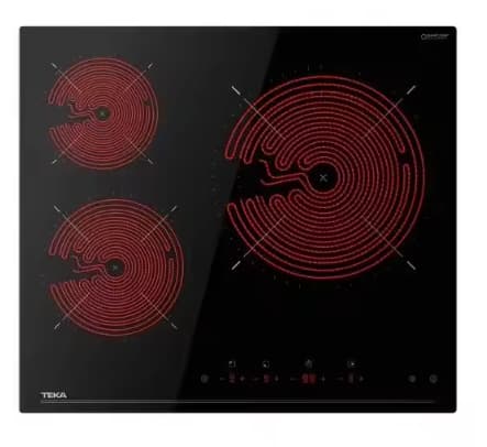 Teka - Placa vitroceramica TBC63120 de 59 cm con 3 zonas de cocción, zona extra grande de 32 cm para paellas, 6700 W, negro,