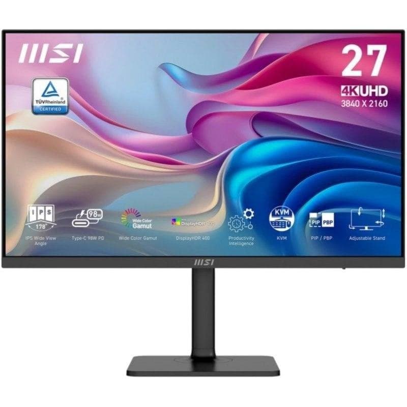 Monitor MSI Modern MD272UPHG 27" 4K UHD (Panel IPS, USB-C 98W PD, KVM integrado, DisplayHDR 400, altavoces, peana ajustable, PcComponentes)