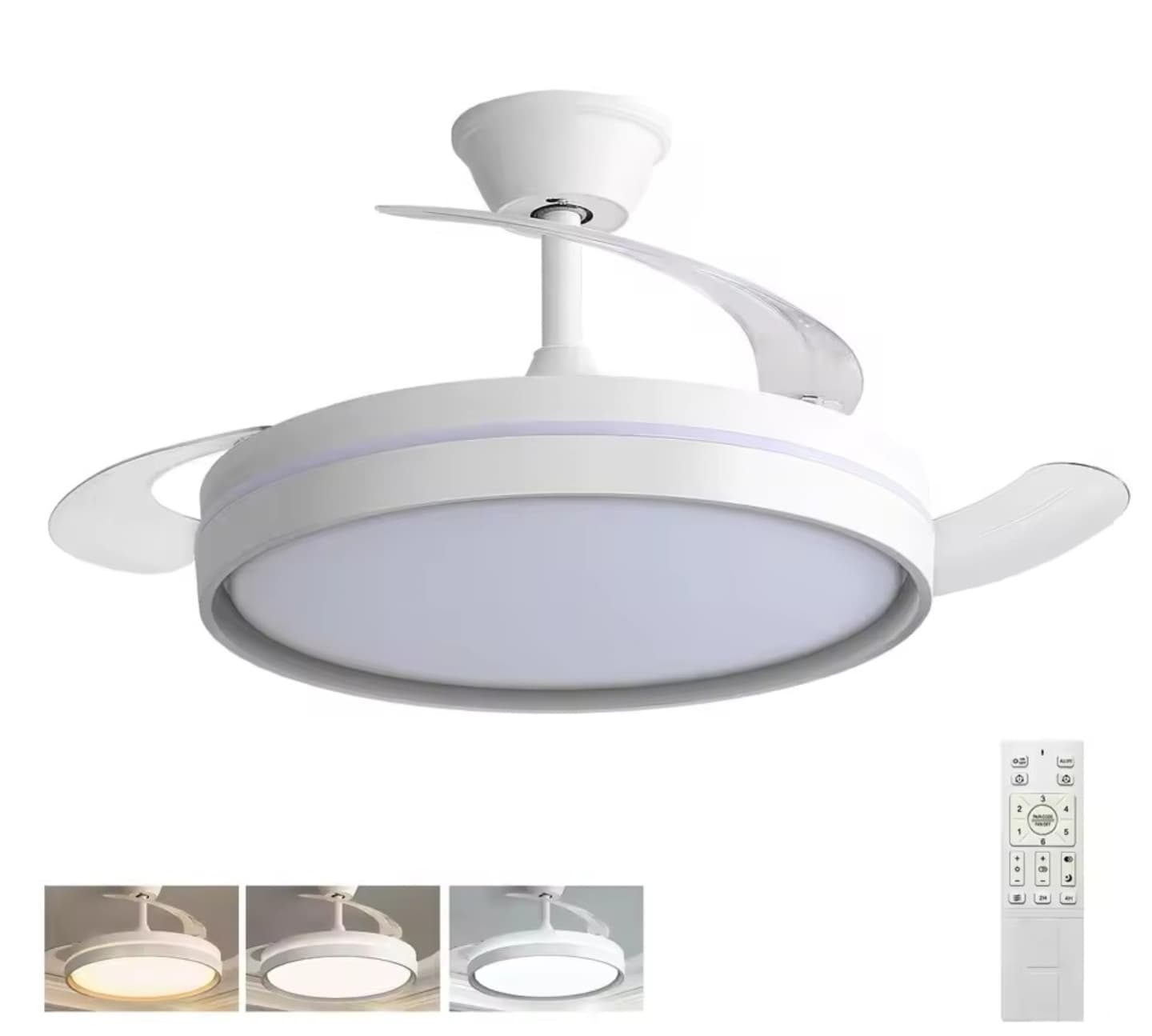 Motor DC de 30W Ventilador de Techo LED Reversible: 6 Velocidades, 38dB Silencioso, Control Remoto | Miravia Premium