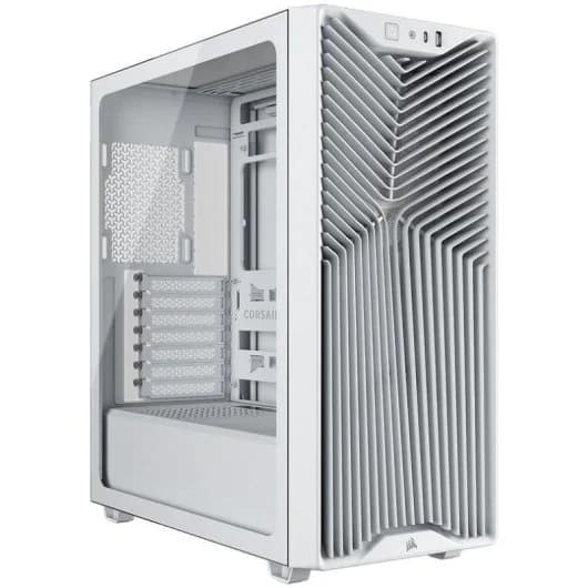 Corsair 3200D RS - Caja ATX, Incluye 3 ventiladores RS120 PWM, 120mm, Cristal Templado, 3 Filtros AntiPolvo, USB 3.2, USB-C, Blanca