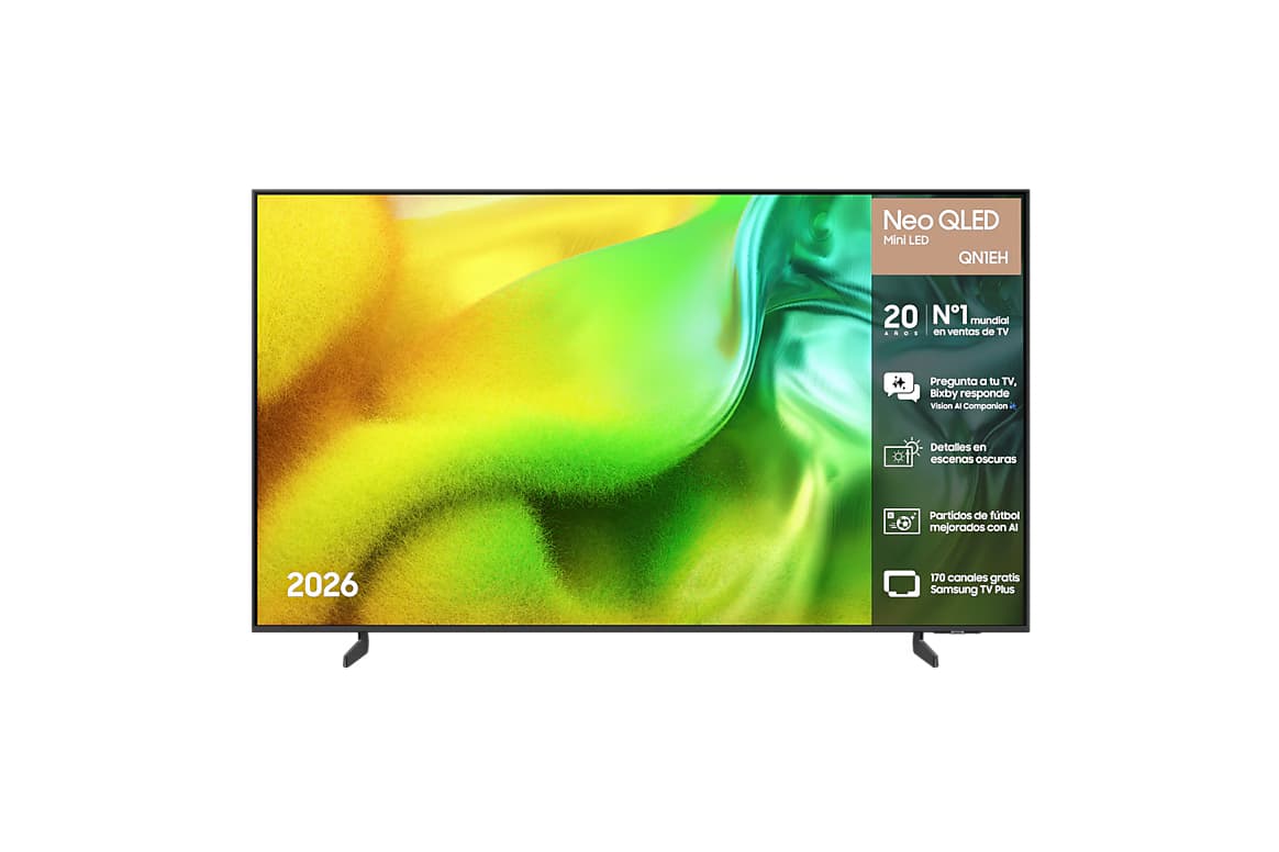 TV 55" Samsung Neo QLED QN1EH 4K 2026: Quantum Mini LED, NQ4 AI Processor, DLG 120Hz, Tizen Vision AI, Q-Symphony, 3x HDMI eARC y Air Slim